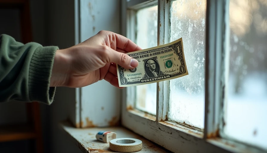 Person pulling a dollar bill out of old double-hung window with no resistance, showing air leak